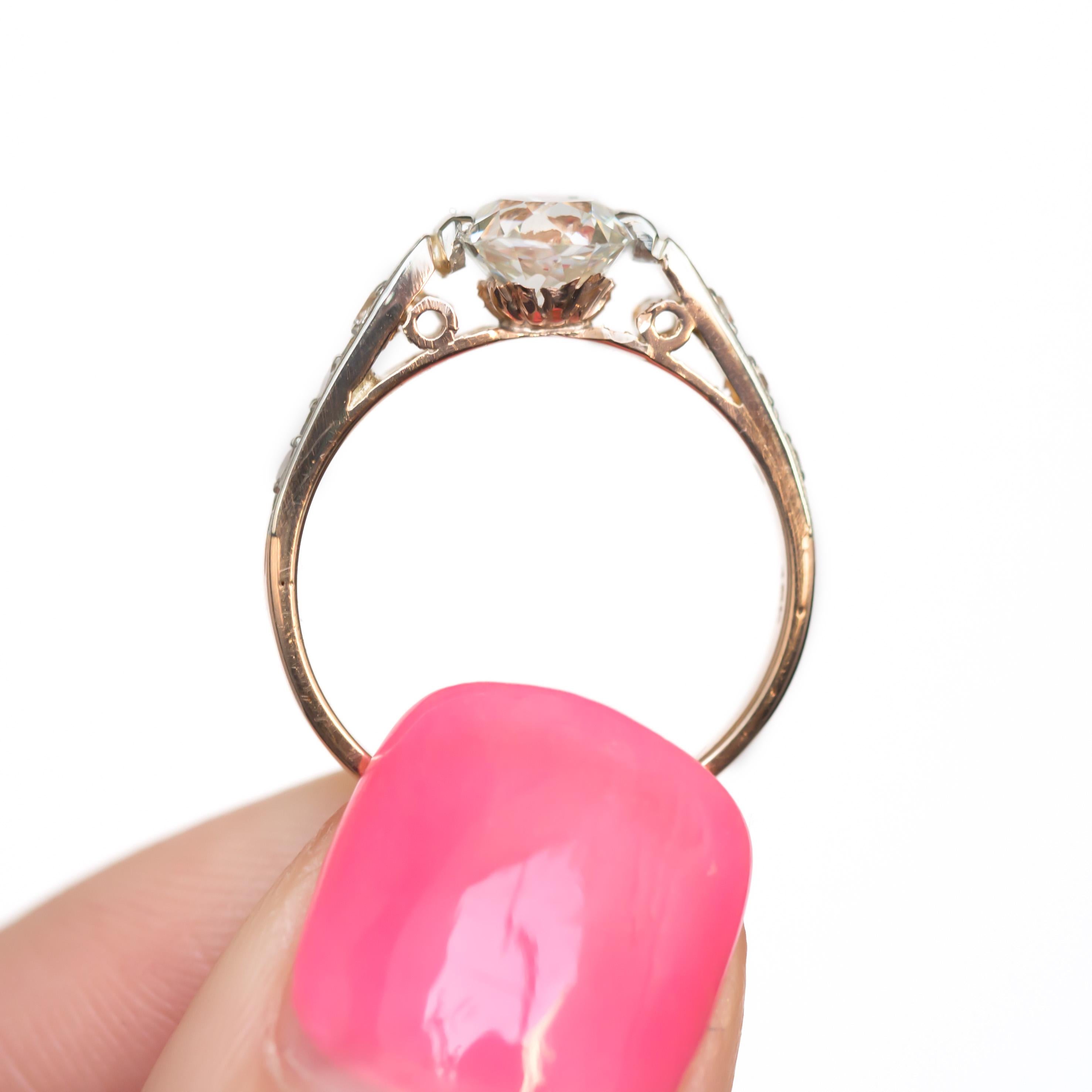 Women's or Men's GIA Certified 1.13 Carat Diamond Yellow Gold and Platinum Engagement Ring For Sale