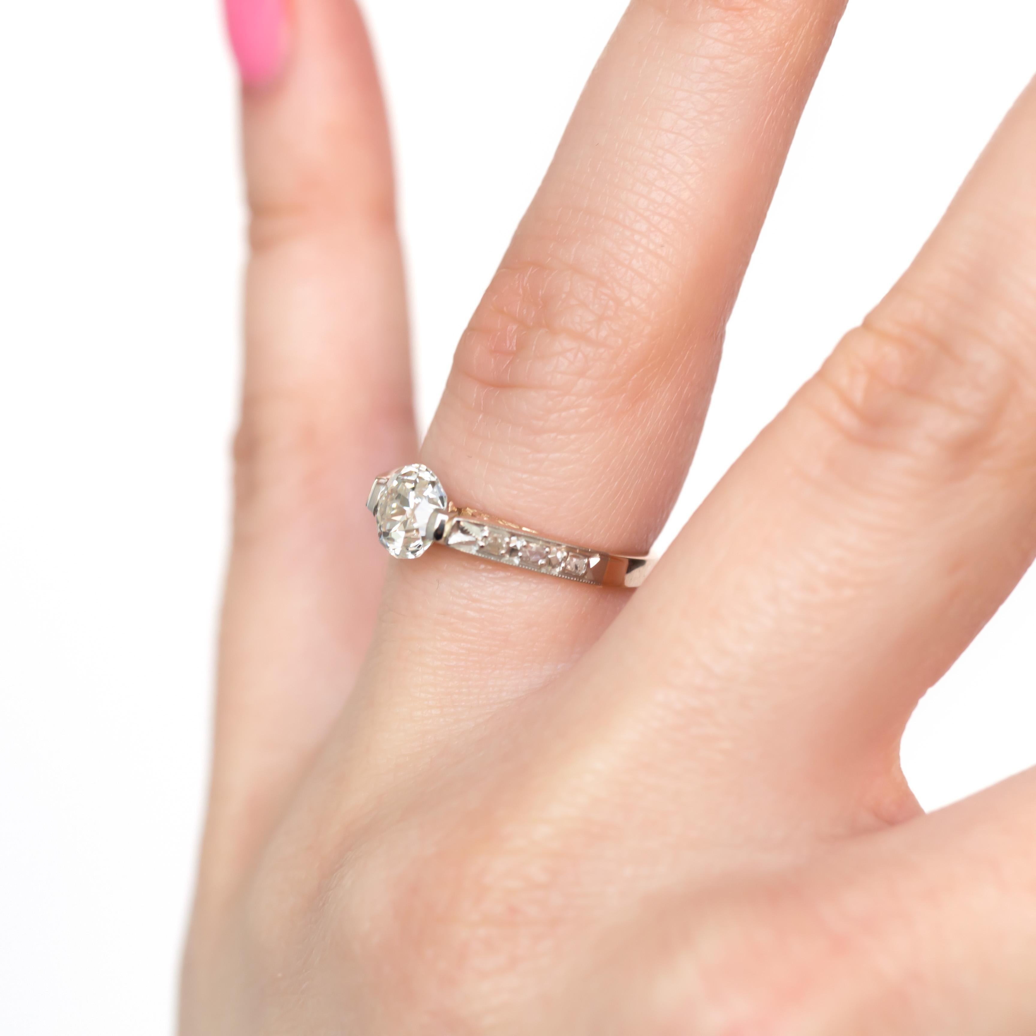 GIA Certified 1.13 Carat Diamond Yellow Gold and Platinum Engagement Ring For Sale 2