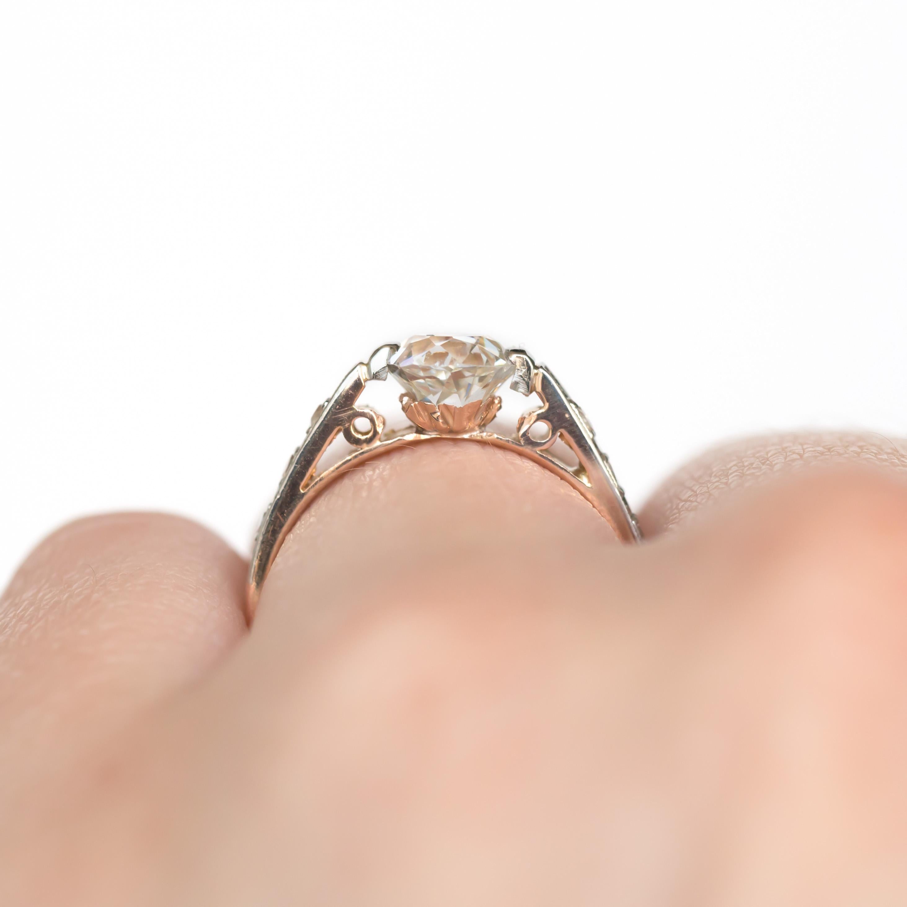 GIA Certified 1.13 Carat Diamond Yellow Gold and Platinum Engagement Ring For Sale 3