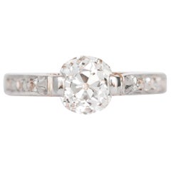 Bague de fiançailles en or jaune et platine avec diamants de 1,13 carat certifiés par le GIA