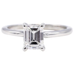 GIA Certified 1.13 Carat Emerald Cut Diamond Solitaire Engagement Ring