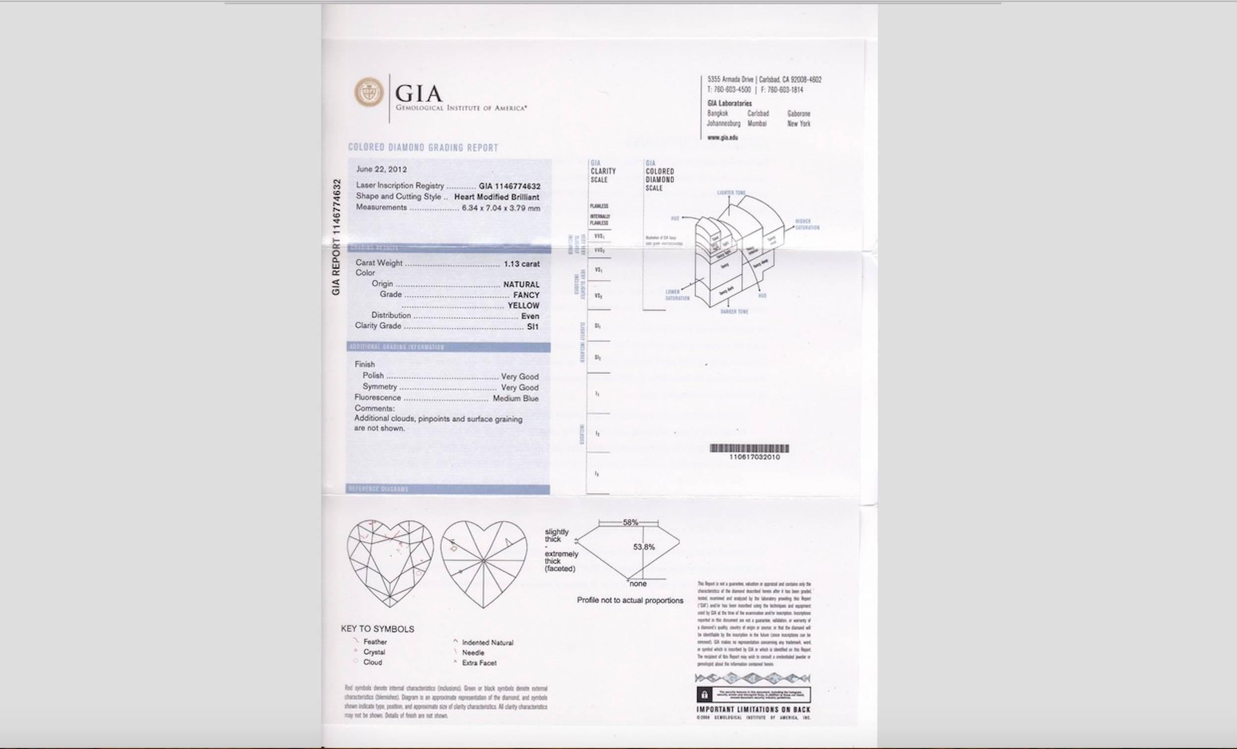 GIA Certified 1.13 Carat Heart Shaped Diamond Engagement Ring For Sale 2
