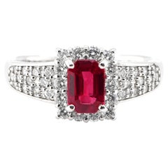 GIA Certified 1.13 Carat Natural Burmese Ruby & Diamond Ring Set in Platinum 