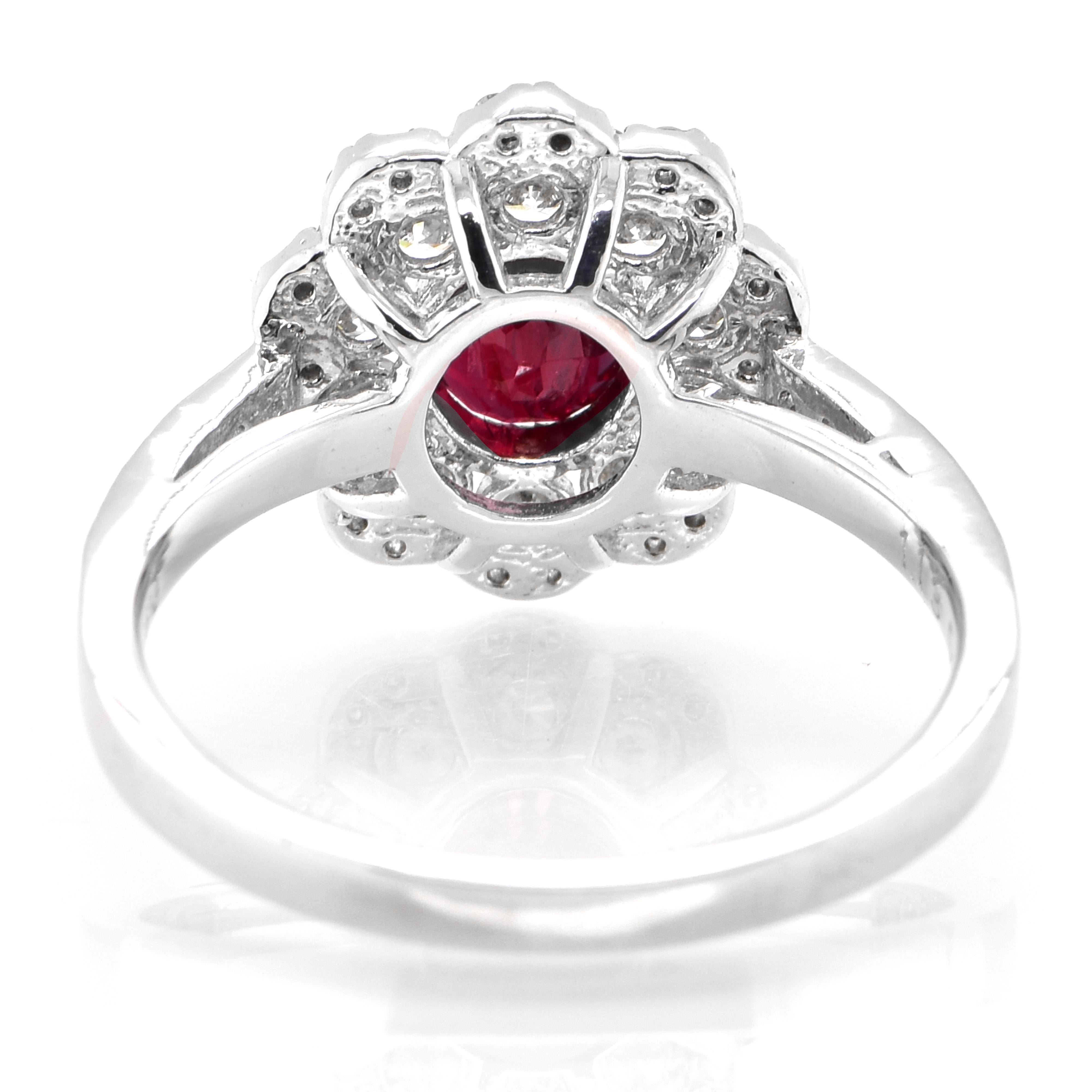 Women's GIA Certified 1.13 Carat Natural, Unheated Ruby and Diamond Ring set in Platinum