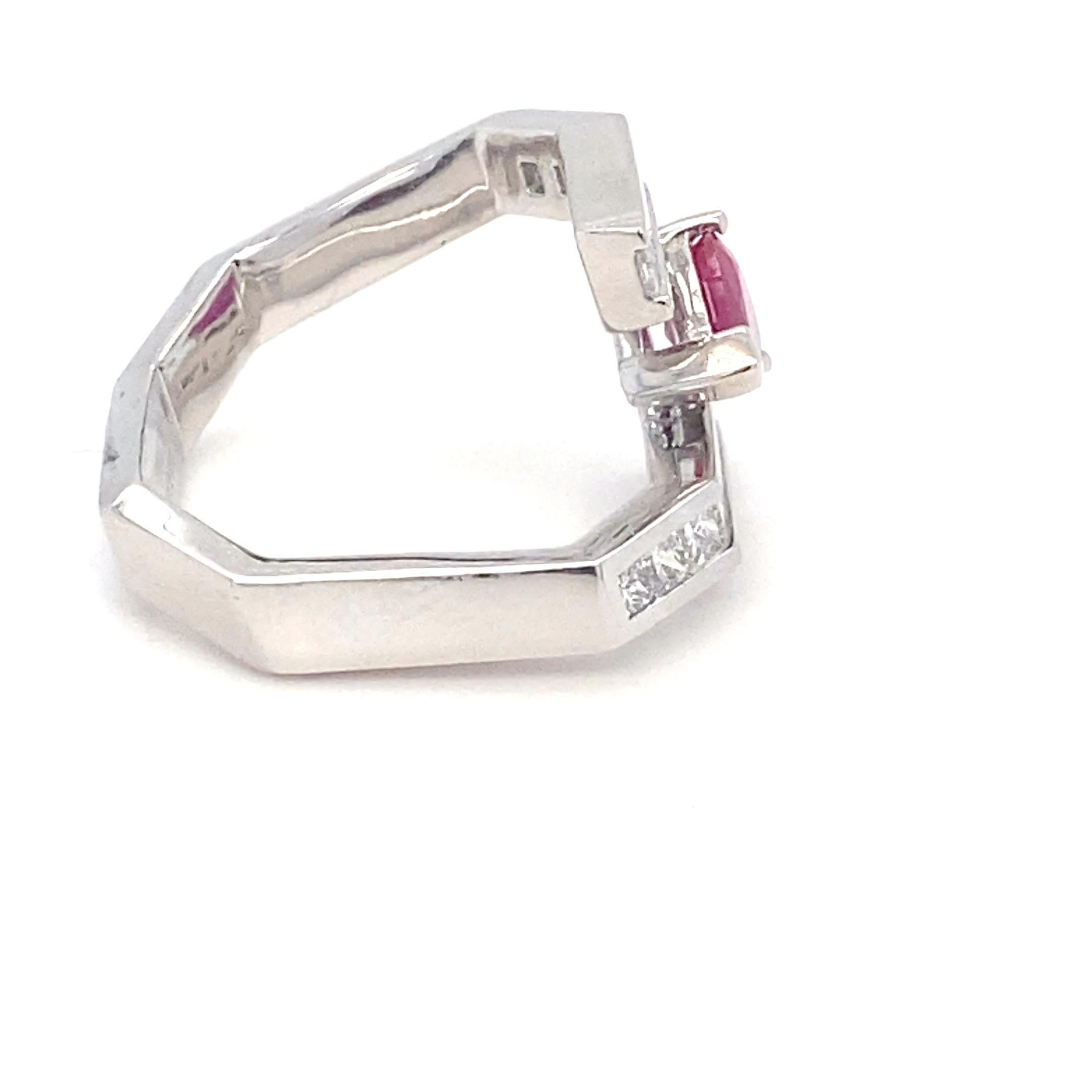 GIA Certified 1.13 Carat Pear Cut Burmese Ruby Diamond Platinum Ring 10
