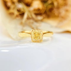 GIA Certified 1.13 CT VVS1 Fancy Light Yellow Diamond 18K Yellow Gold Ring