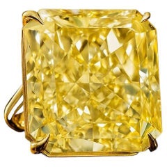 GIA Certified 11.30 Carat Fancy Intense Yellow VS2 Diamond Ring in 18K