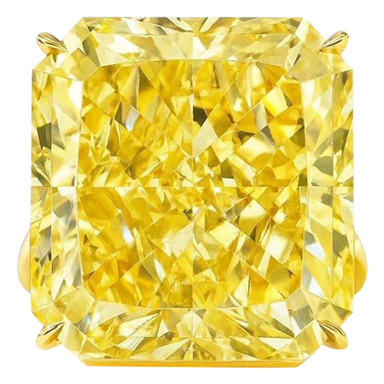 GIA zertifiziert 11,30 Karat Fancy Intense Yellow VS2 Diamantring in 18K im Angebot