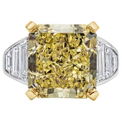 GIA certifié jaune intense taille radiant de 11,30 carats  Bague de fiançailles en diamant
