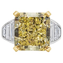 Anello di fidanzamento con diamante giallo taglio radiante certificato GIA da 11,30 carati