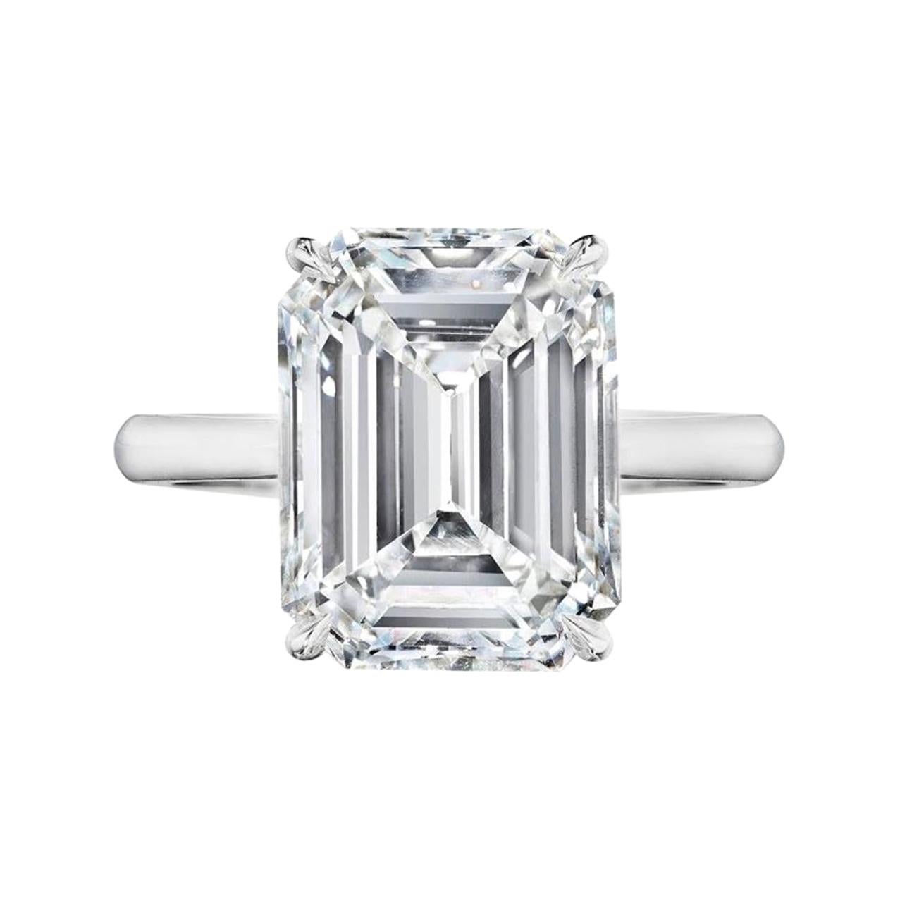 GIA Certified 11.32 Carat Emerald Cut Diamond Engagement Ring