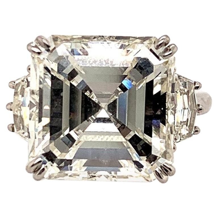 GIA Certified 11.32 Carat J VS2 Asscher Cut Diamond Ring For Sale