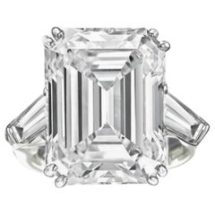 GIA Certified 11.34 Carat H-VS1 Emerald Cut Diamond Ring