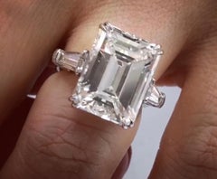 GIA Certified 11.34 Carat H-VS1 Emerald Cut Diamond Ring