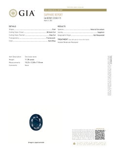 GIA Certified 11.38 Carat Oval Shape Dark Blue Sapphire