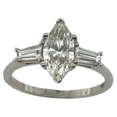 GIA Certified 1.13ct & 0.48ct Marquise Diamond in Platinum