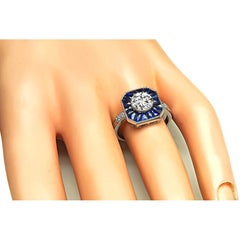 GIA Certified 1.13ct Diamond Sapphire Engagement Ring
