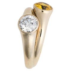 GIA Certified 1.13ct Fancy Vivid Orange-Yellow and 1.09ct E diamond Toi Et Moi