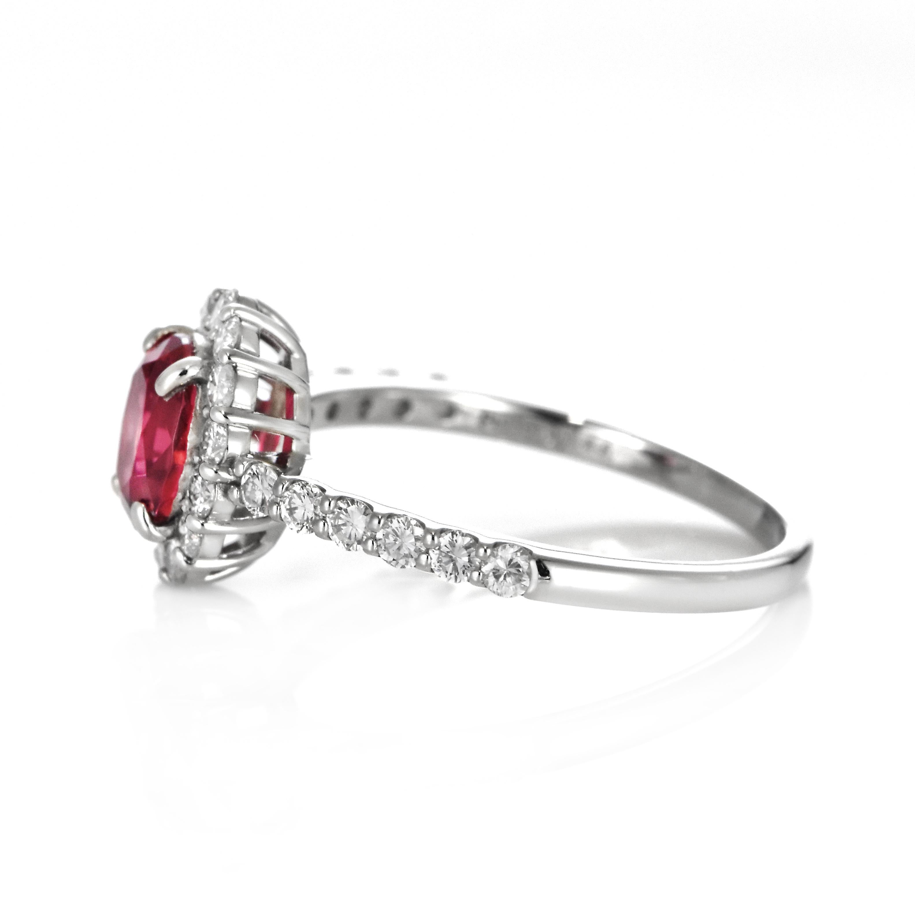GIA Certified 1.14 Carat Burmese, No Heat Spinel Ring Set in Platinum For Sale 5