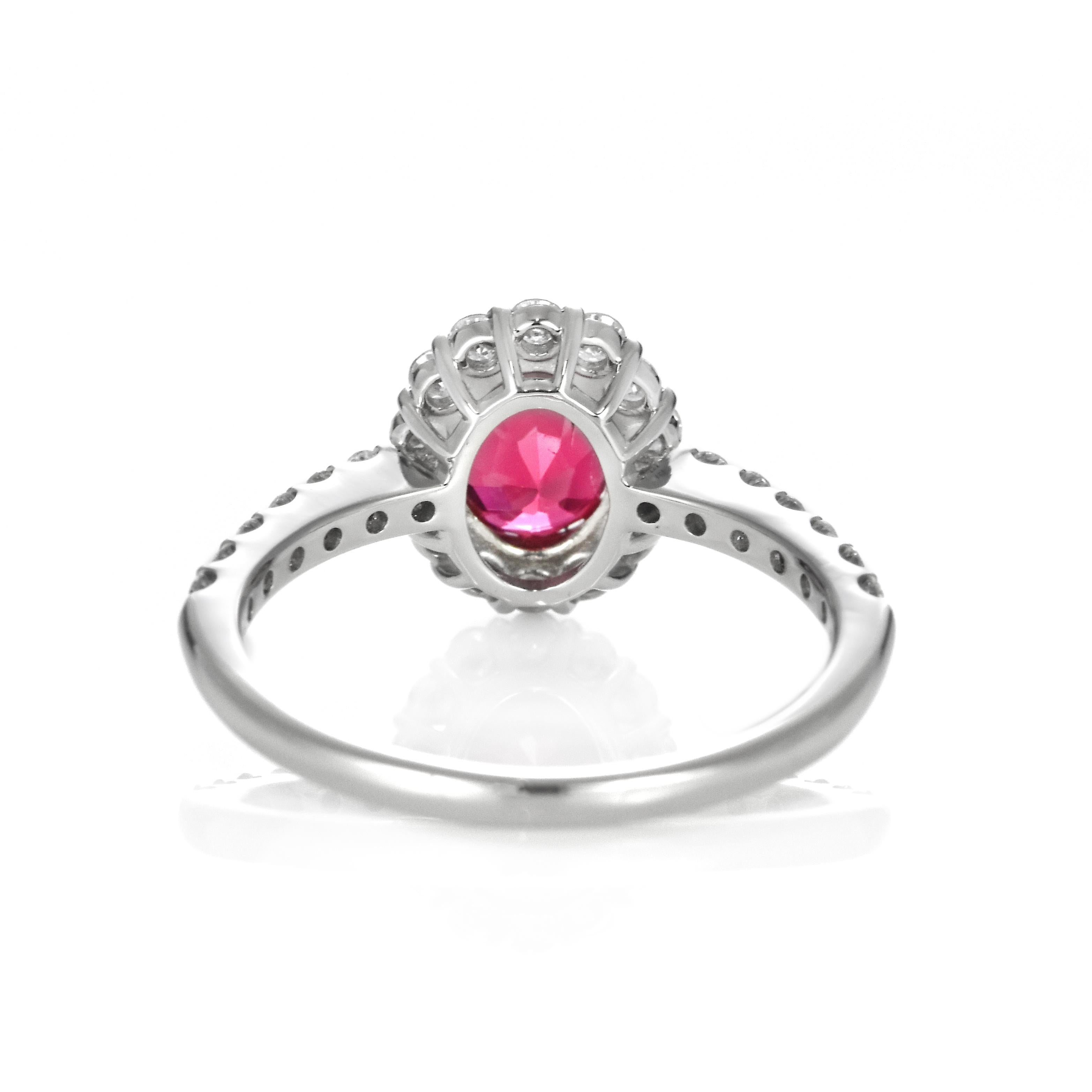 GIA Certified 1.14 Carat Burmese, No Heat Spinel Ring Set in Platinum For Sale 6