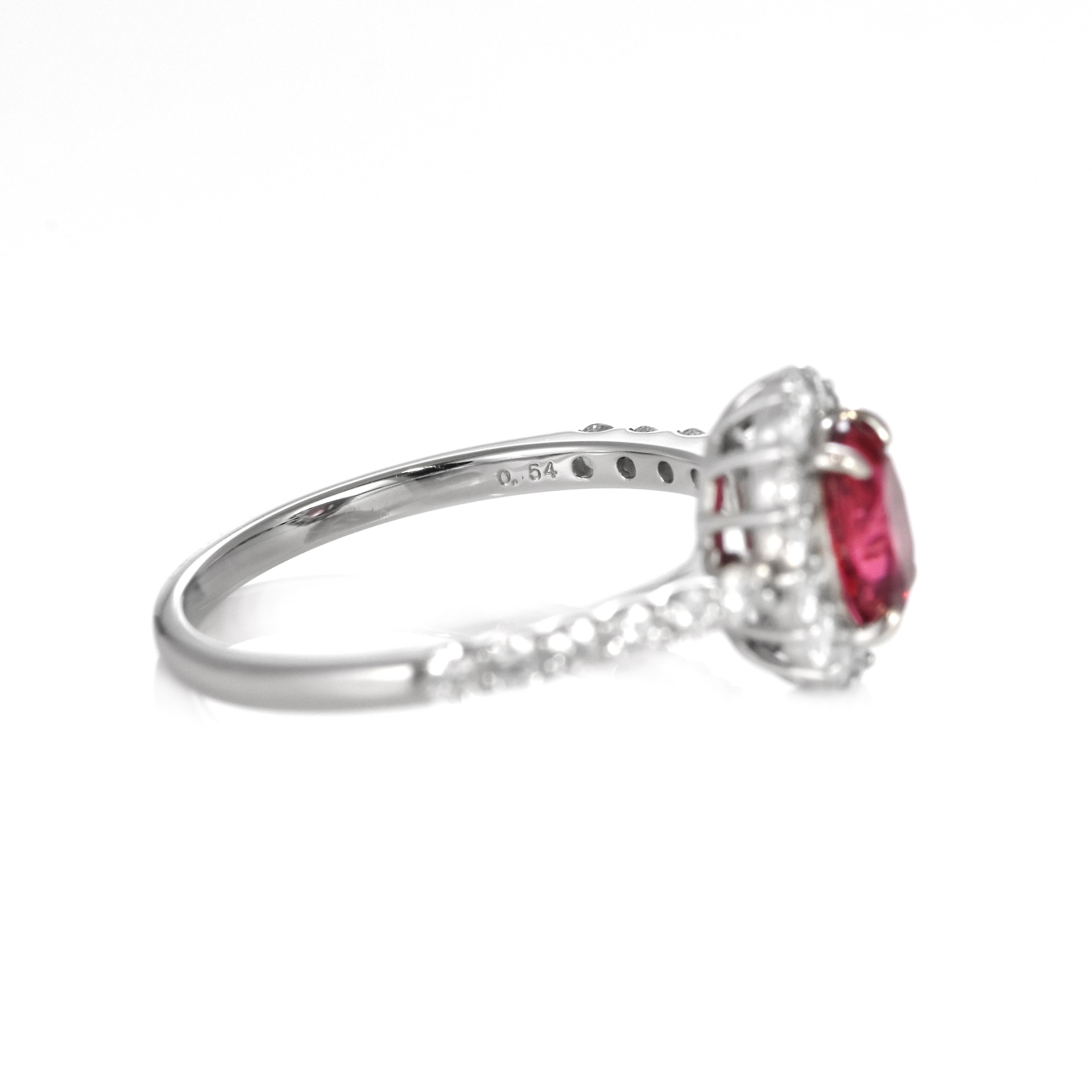 Women's GIA Certified 1.14 Carat Burmese, No Heat Spinel Ring Set in Platinum For Sale