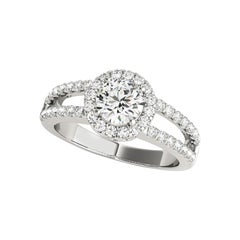 GIA zertifiziert 1,14 Karat Halo Runde Filigran Split Shank Diamantring