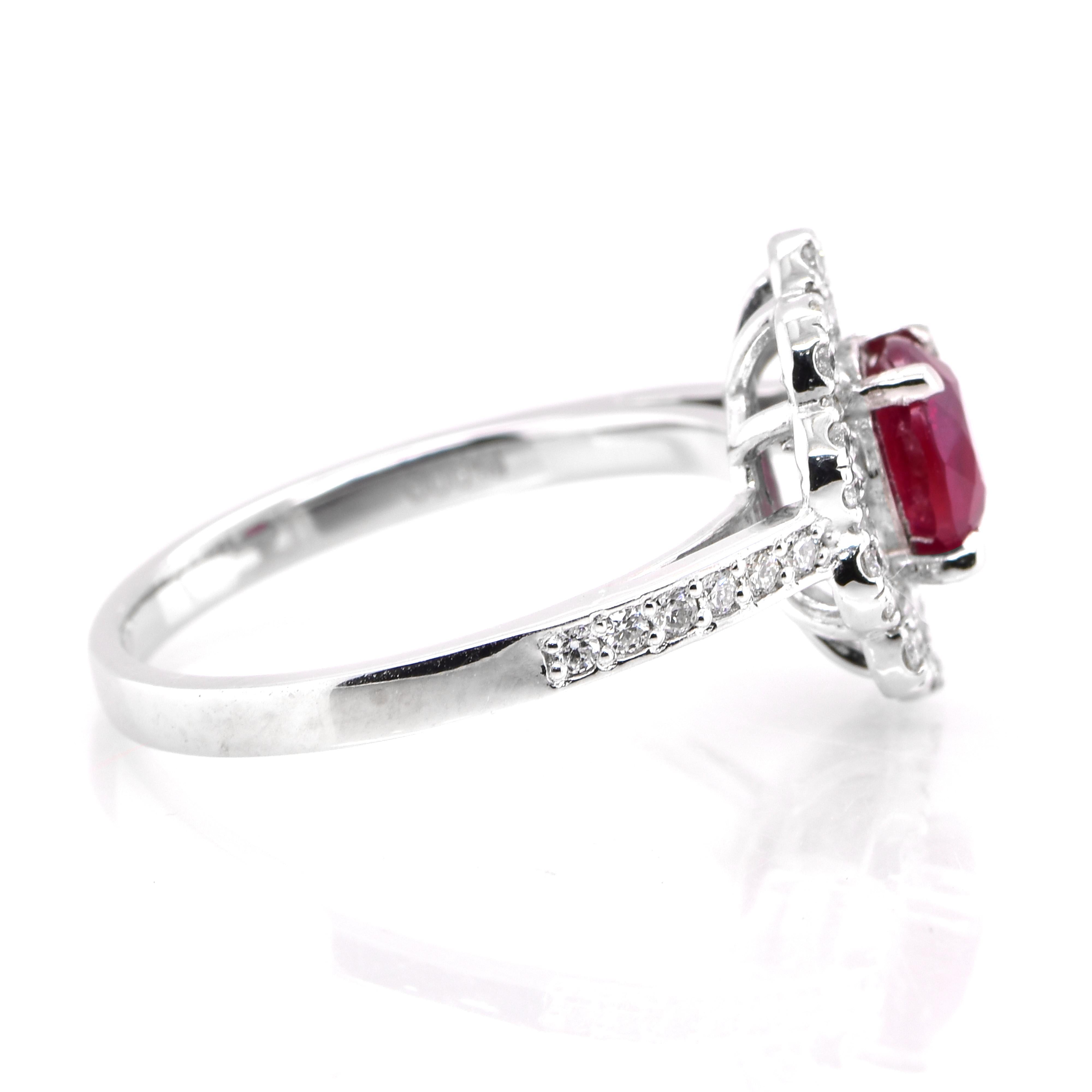 GIA Certified 1.14 Carat Natural, Unheated Ruby and Diamond Ring set in Platinum In New Condition For Sale In Tokyo, JP