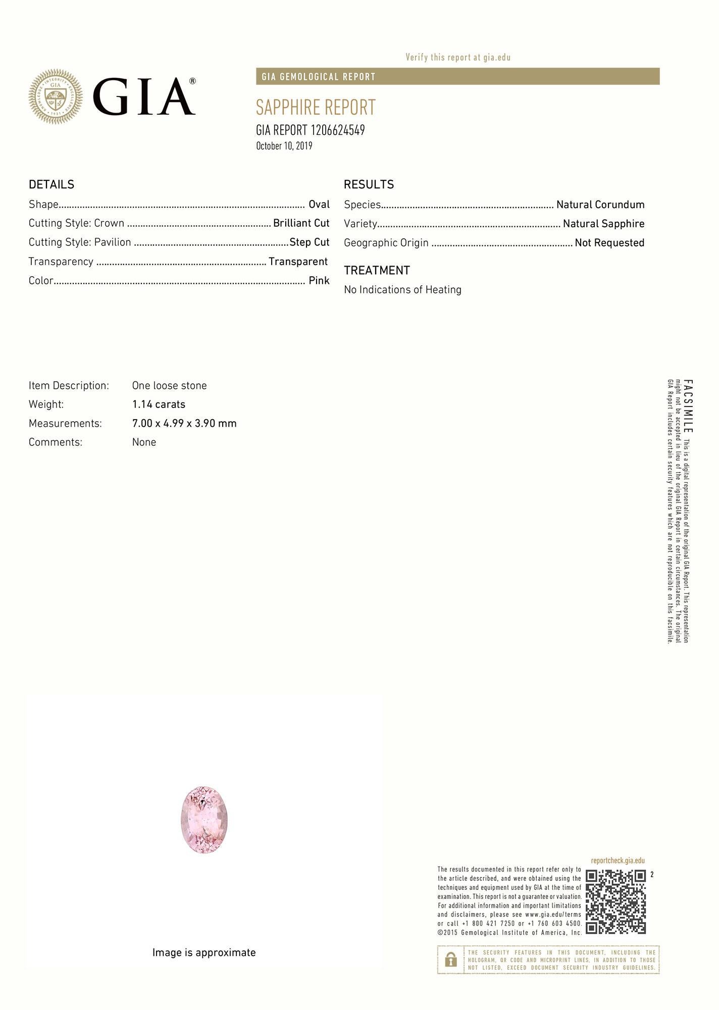 Platin-Diamantring, GIA zertifiziert 1,14 Karat unerhitzter ovaler rosa Saphir Halo im Angebot 2