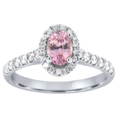 Platin-Diamantring, GIA zertifiziert 1,14 Karat unerhitzter ovaler rosa Saphir Halo