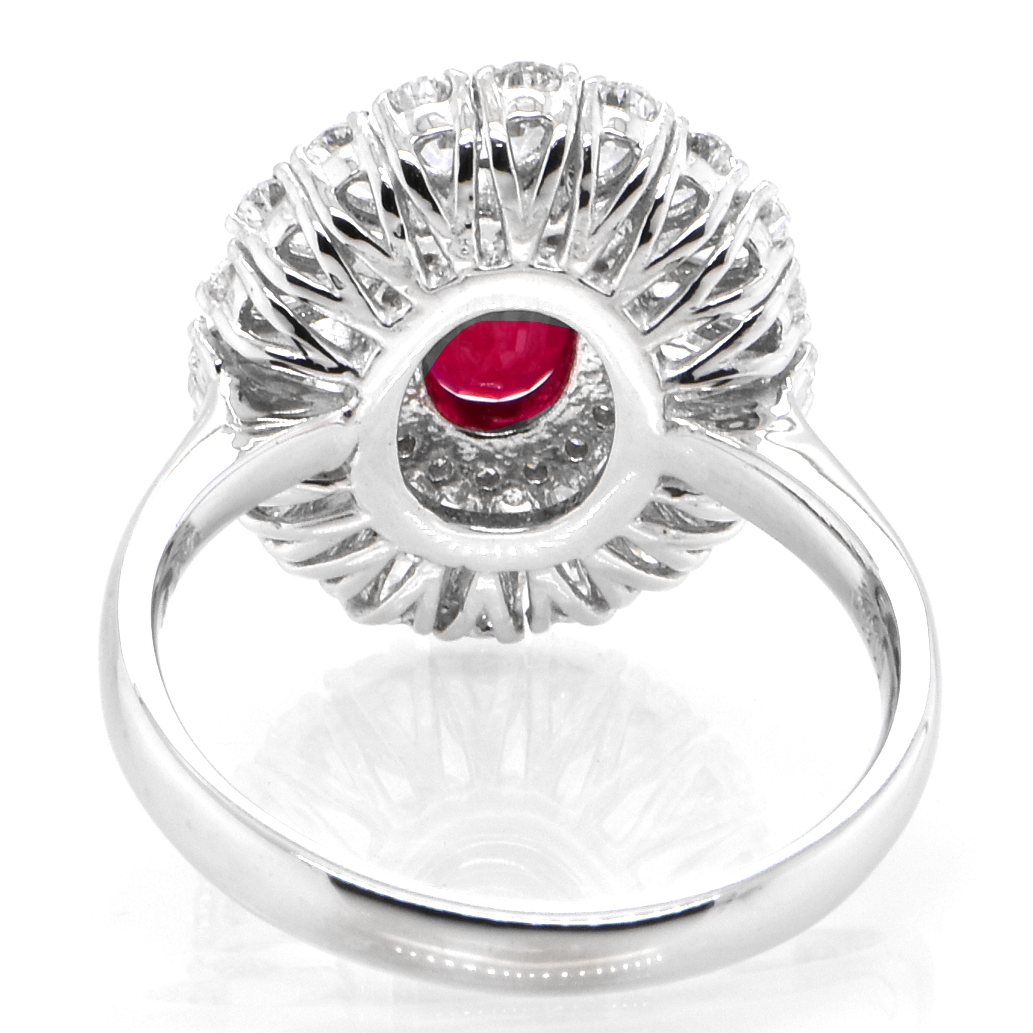 Oval Cut GIA Certified 1.14 Carat, Pigeon Blood Red, Burmese Ruby Ring Made in Platinum For Sale