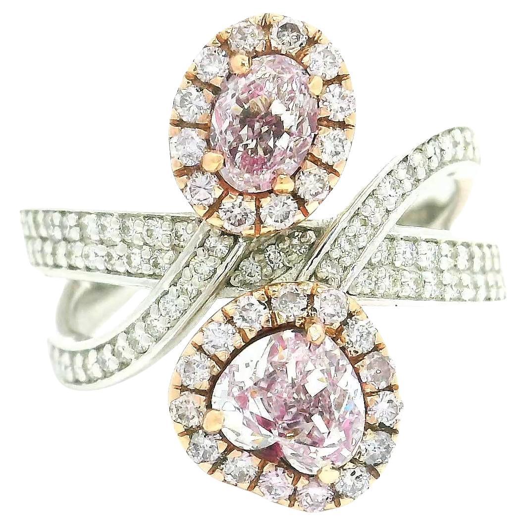 GIA Certified 1.14 Carat Very light pink SI2/I1 Clarity Diamond Ring For Sale