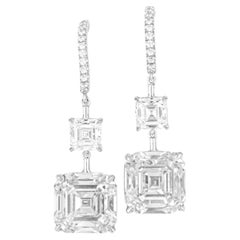 GIA Certified 11.40 Carat Asscher Cut Diamond dangle earrings