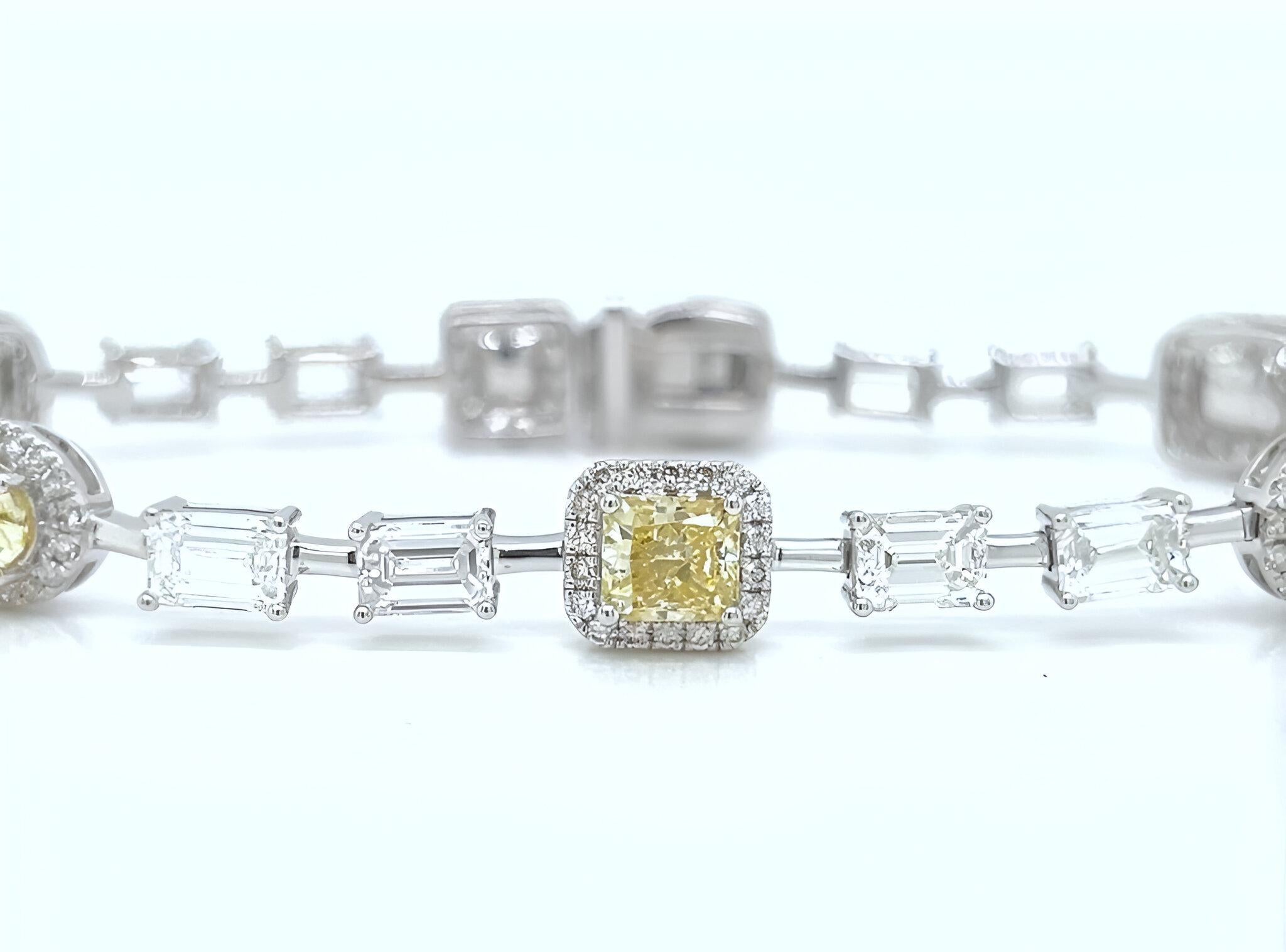 Description:
Product Overview:
Presenting a stunning 11.42-carat natural diamond bracelet, meticulously set in luxurious 18k white gold. This women's bracelet, featuring the elegant By Yard model, is crafted with exceptional attention to detail in