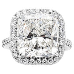 Gia Certified 11.46 Carats Cushion Cut Diamond Halo Engagement Ring