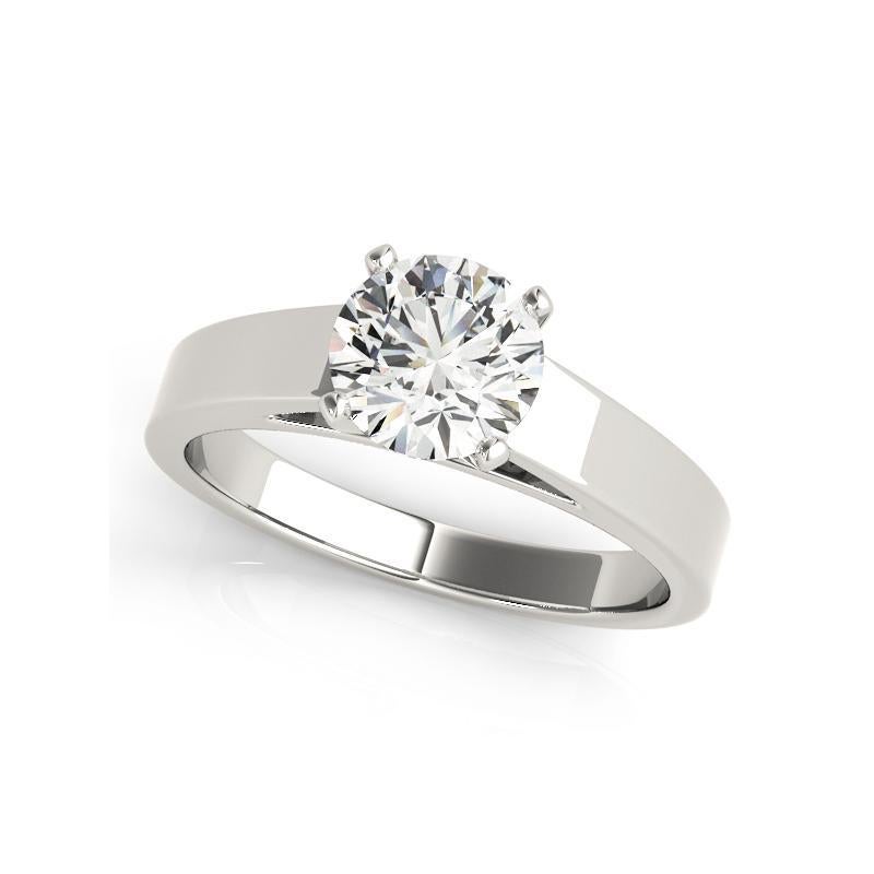 Taglio rotondo Anello di diamanti in platino con solitario classico a cattedrale rotondo da 1,14 carati certificato GIA in vendita