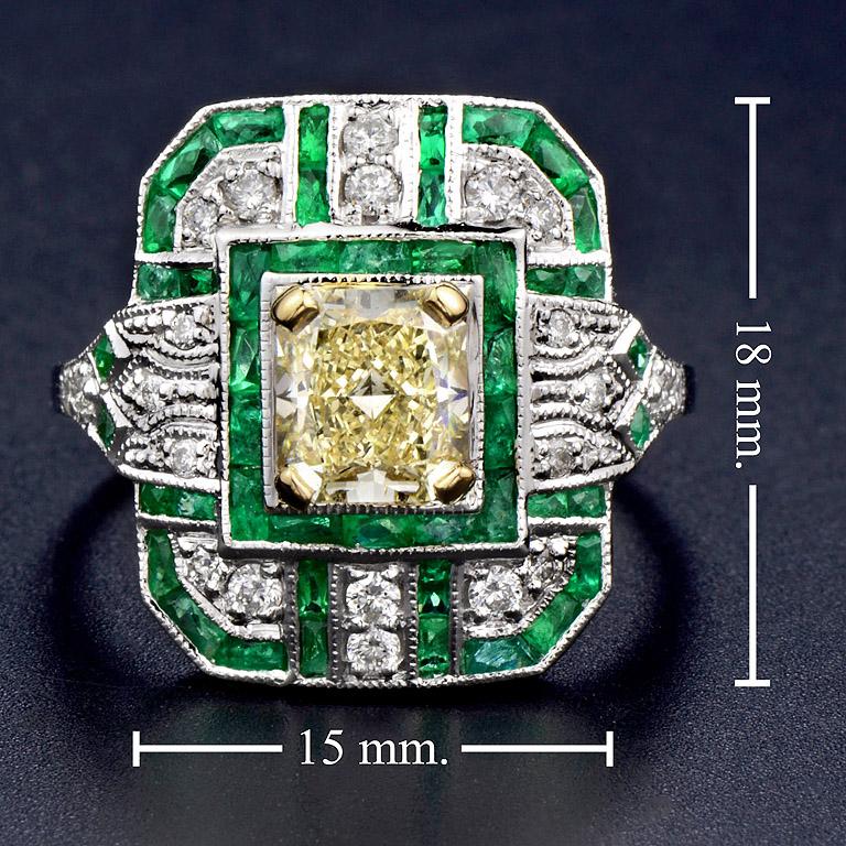 GIA Certified 1.15 Carat Diamond with French Cut Emerald Diamond Ring 1