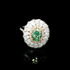 GIA Certified 1.15 Carat Fancy Light Green Yellow VS1 Clarity Diamond Ring