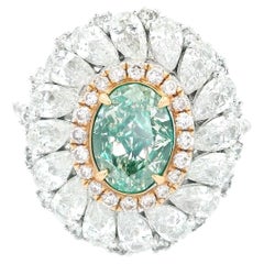 GIA Certified 1.15 Carat Fancy Light Green Yellow VS1 Clarity Diamond Ring