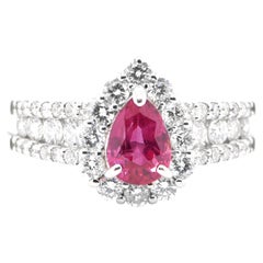 GIA Certified 1.15 Carat Natural Burmese Untreated Ruby Ring Set in Platinum