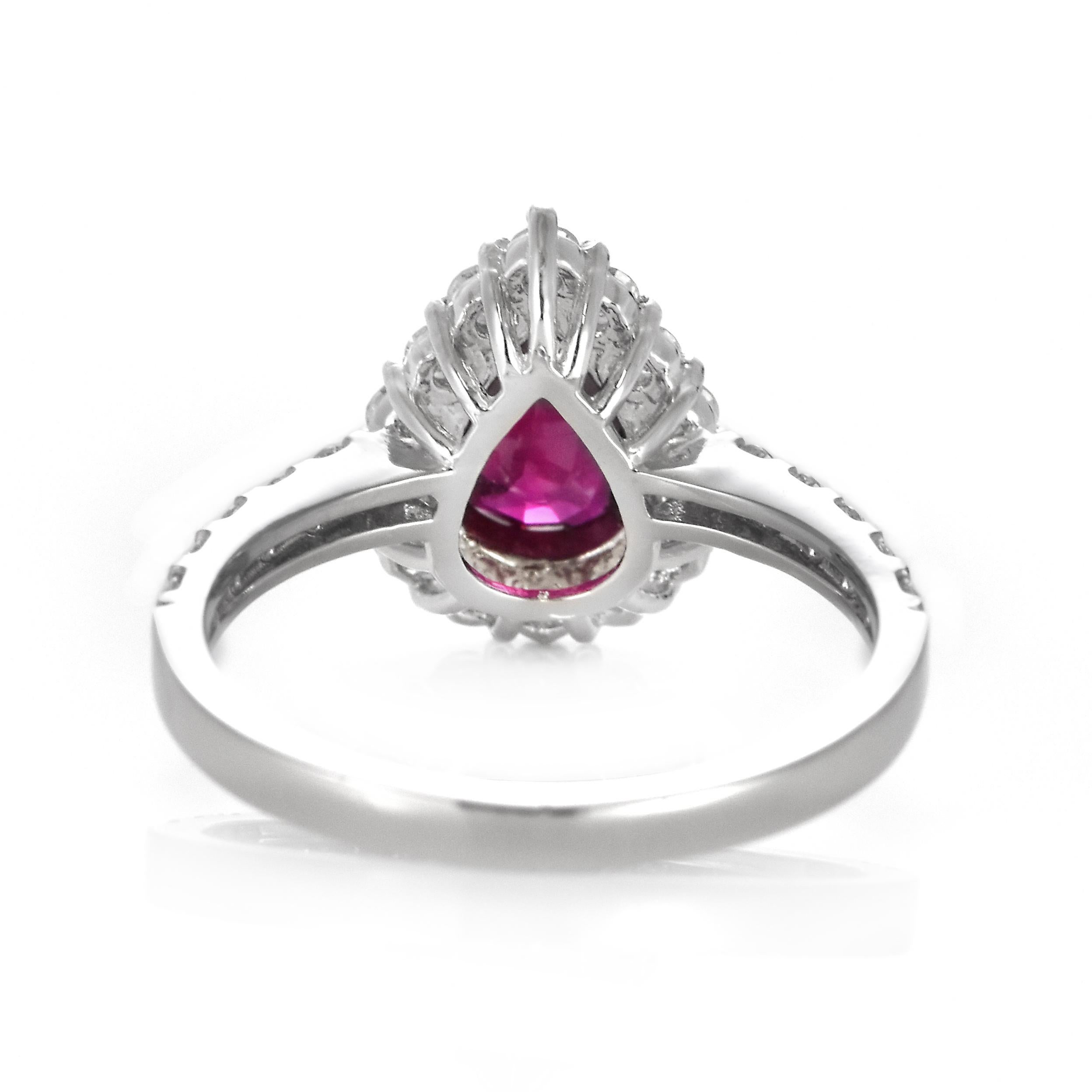 GIA Certified 1.15 Carat Natural, Siam Ruby and Diamond Ring made in Platinum For Sale 5