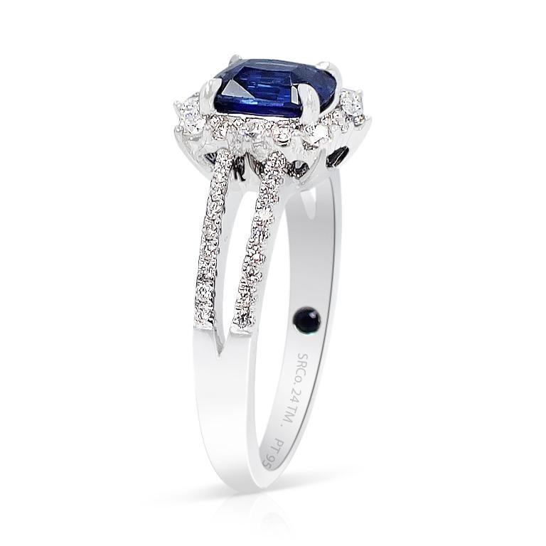 GIA Certified 1.15 ct Platinum Sapphire Ring - Royal Blue Natural Sapphire  In New Condition For Sale In Tampa, FL
