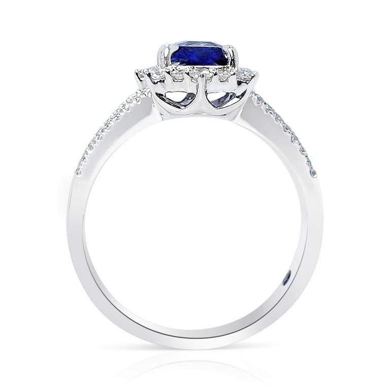 Women's GIA Certified 1.15 ct Platinum Sapphire Ring - Royal Blue Natural Sapphire  For Sale