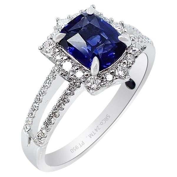 GIA Certified 1.15 ct Platinum Sapphire Ring - Royal Blue Natural Sapphire  For Sale