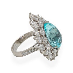 GIA Certified 11.50 Carat Paraiba Tourmaline Pearl Diamond White Gold Ring