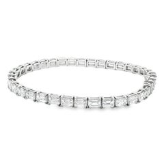 GIA Certified 11.50CTW Emerald-Cut Diamond Tennis Bracelet in 14K White Gold