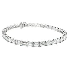 Pulsera de tenis con diamantes talla esmeralda certificados por el GIA de 11,50 TQW en oro blanco de 14 quilates