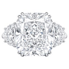 GIA Certified 11.51 Carat Cushion Cut Diamond Three-Stone Ring