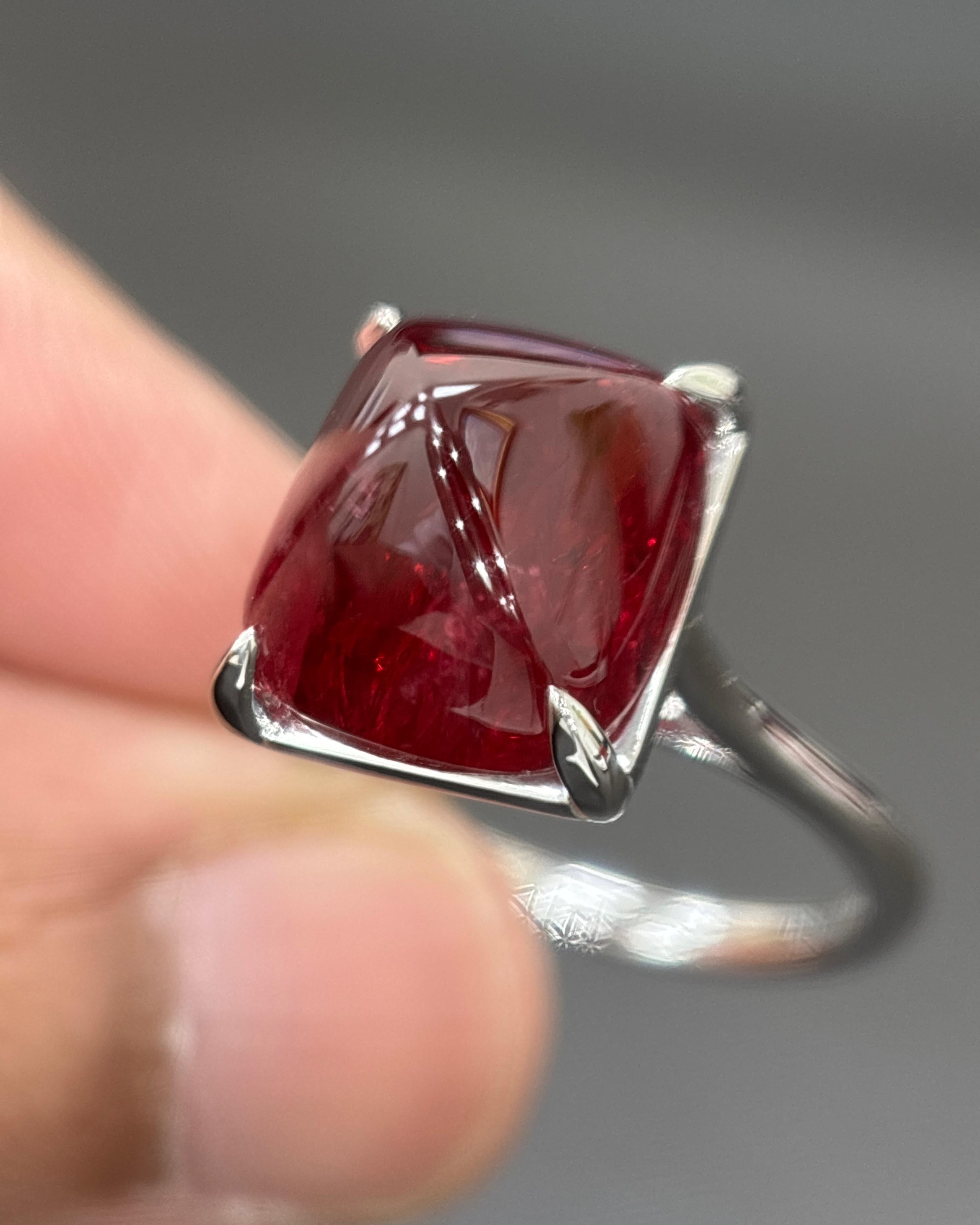 GIA zertifiziert 11,56 Karat Burma keine Hitze Spinell Sugarloaf Platin Ring für Damen oder Herren im Angebot