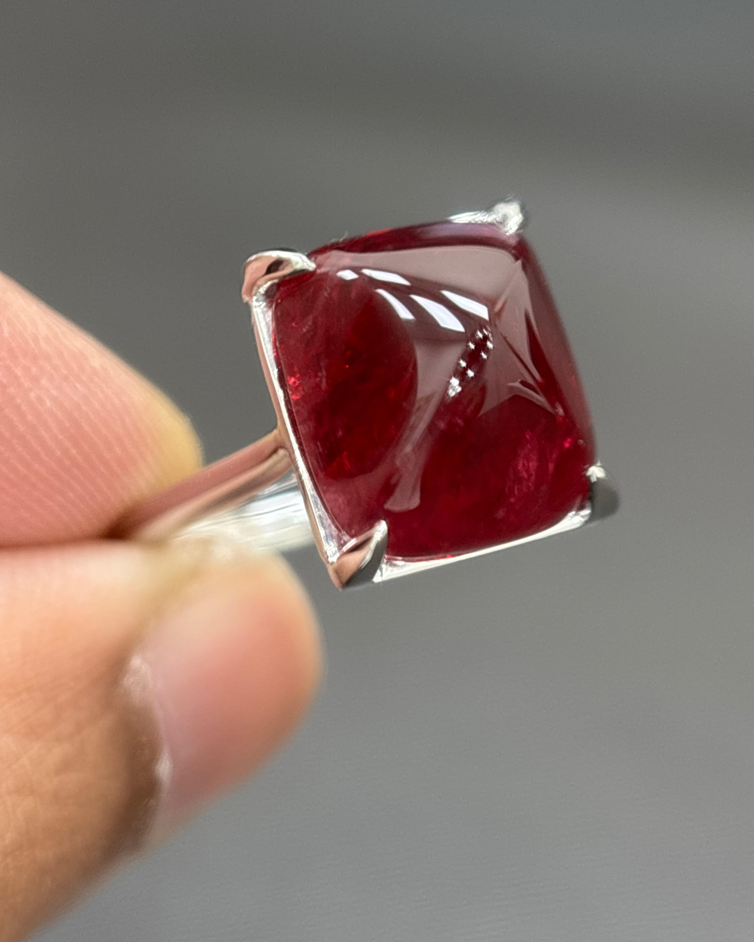 GIA zertifiziert 11,56 Karat Burma keine Hitze Spinell Sugarloaf Platin Ring im Angebot 1