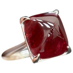 GIA Certified 11.56 Carat Burma No Heat Spinel Sugarloaf Platinum Ring